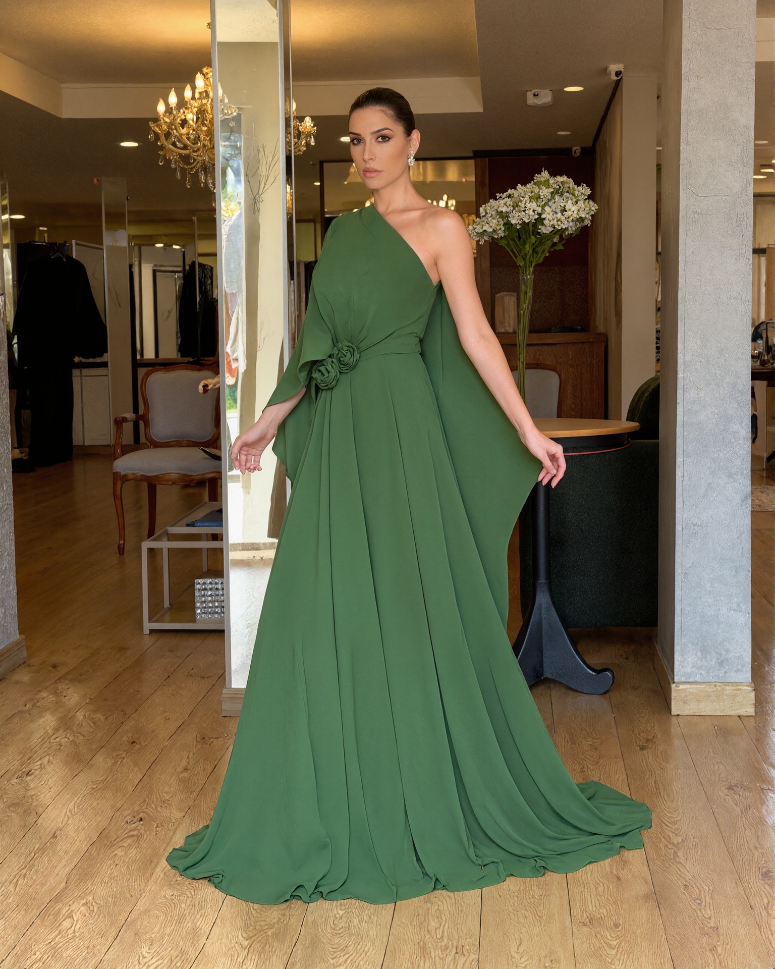 Casava Off-Shoulder Chiffon Gown