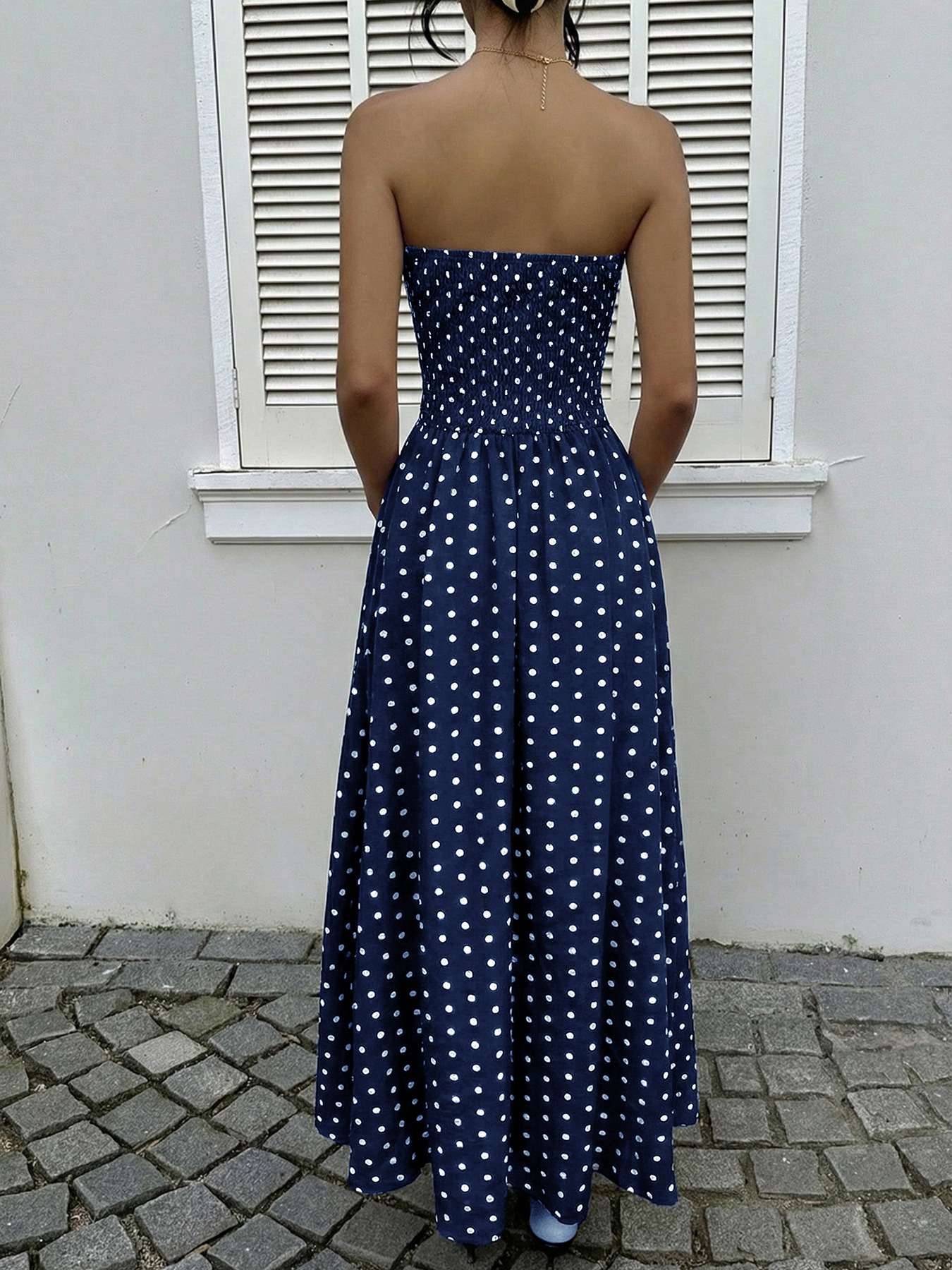 Sleeveless Sleeve Length Polka Dot Dress