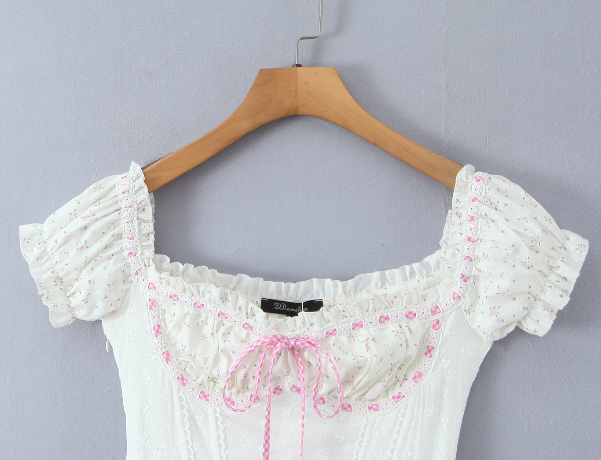 Floral Dress With Off Shoulder Neckline And Short Sleeves