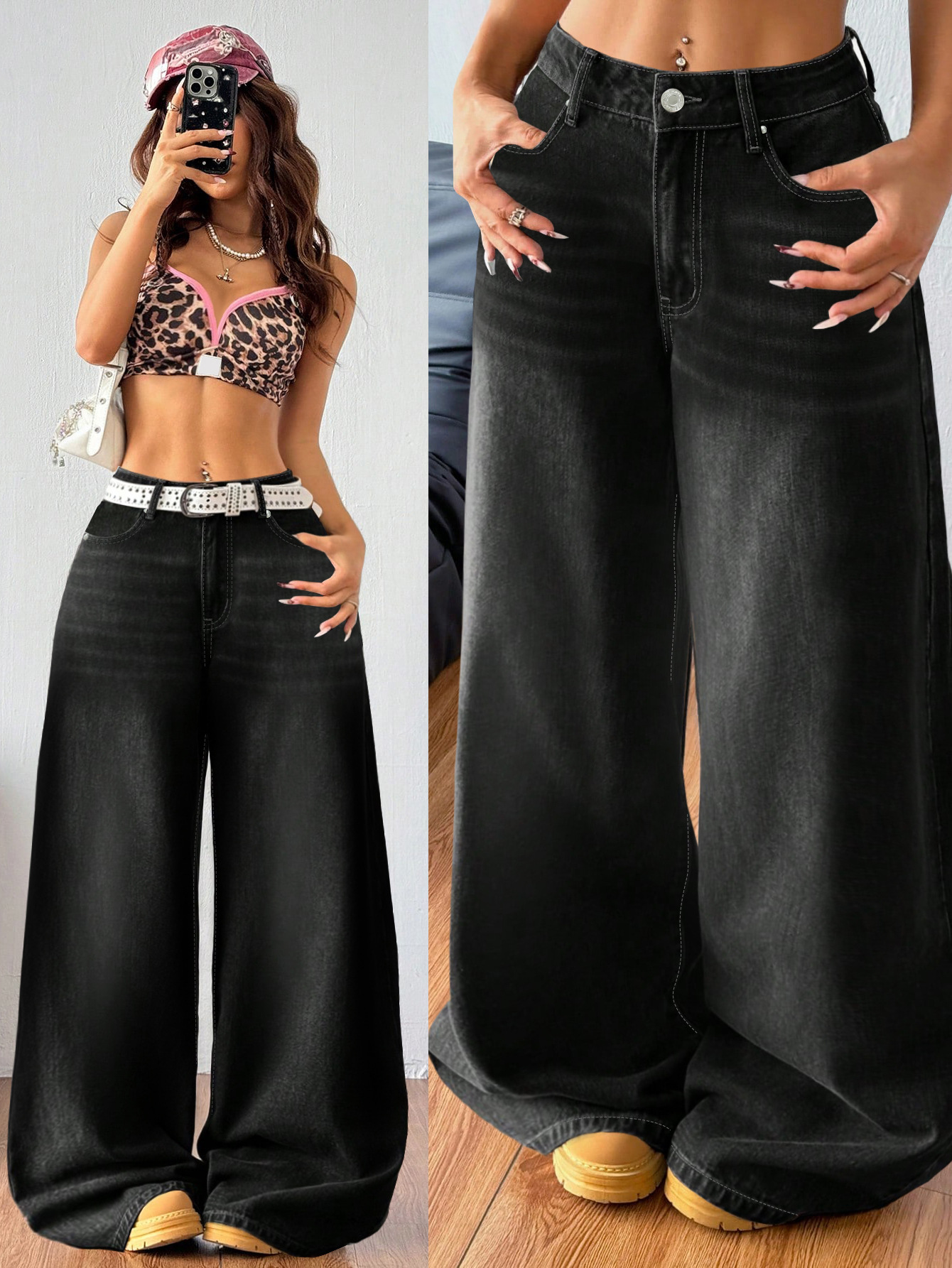 Women In Denim Cotton Fabric With Loose Fit