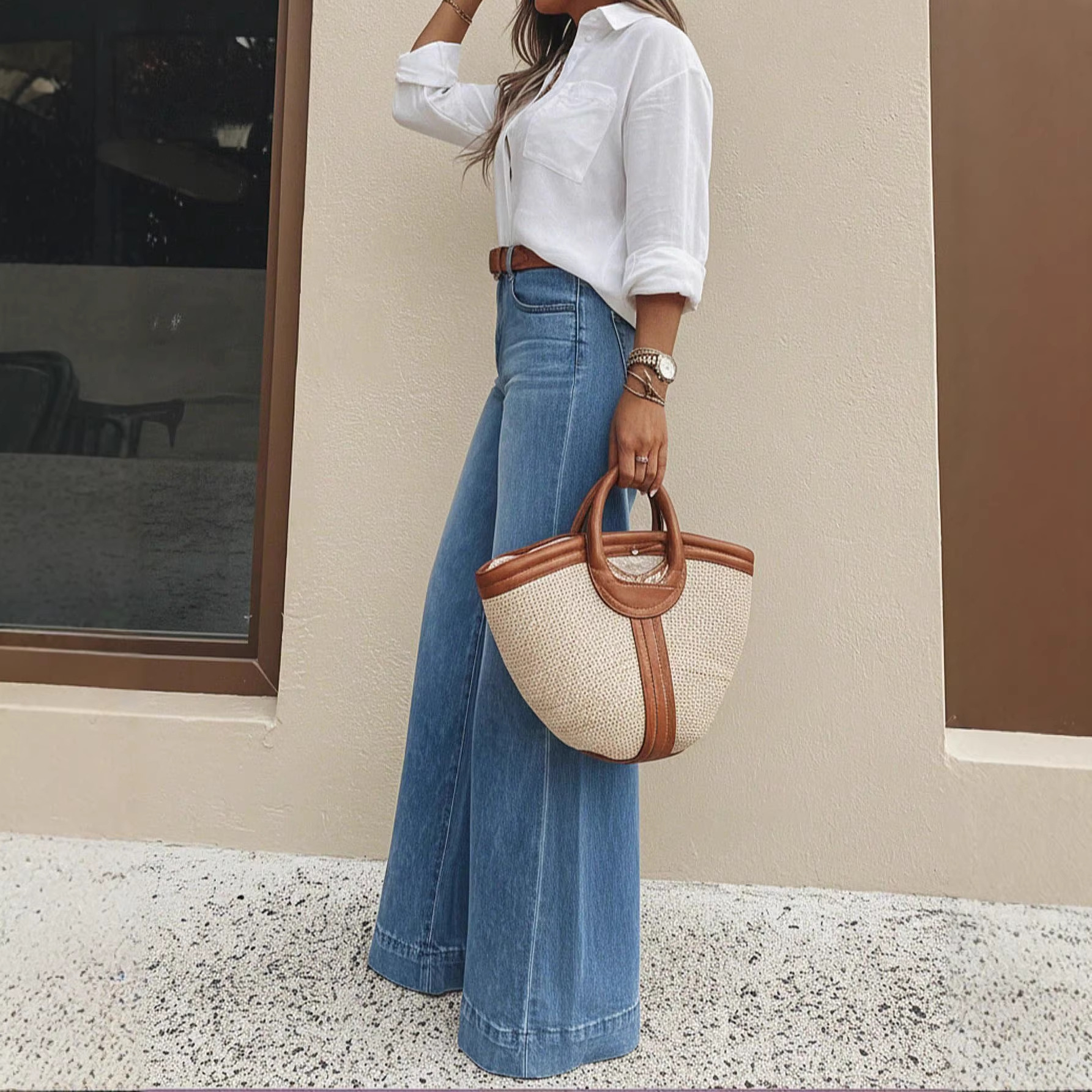 Vintage Style Wide Leg Full Length Pants
