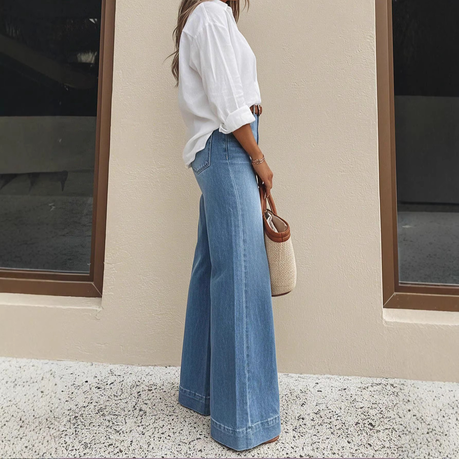 Vintage Style Wide Leg Full Length Pants