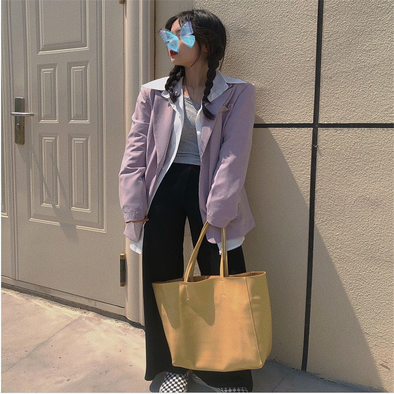 Leather Tote Bag With Single Shoulder Strap