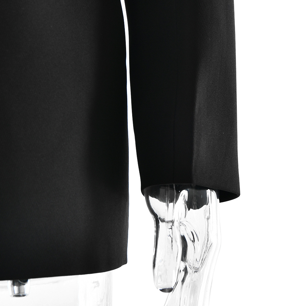 Sexy Suit Skirt Dress With V Neck And Long Sleeve, Featuring 4-Way Stretch Fabric For Meeting