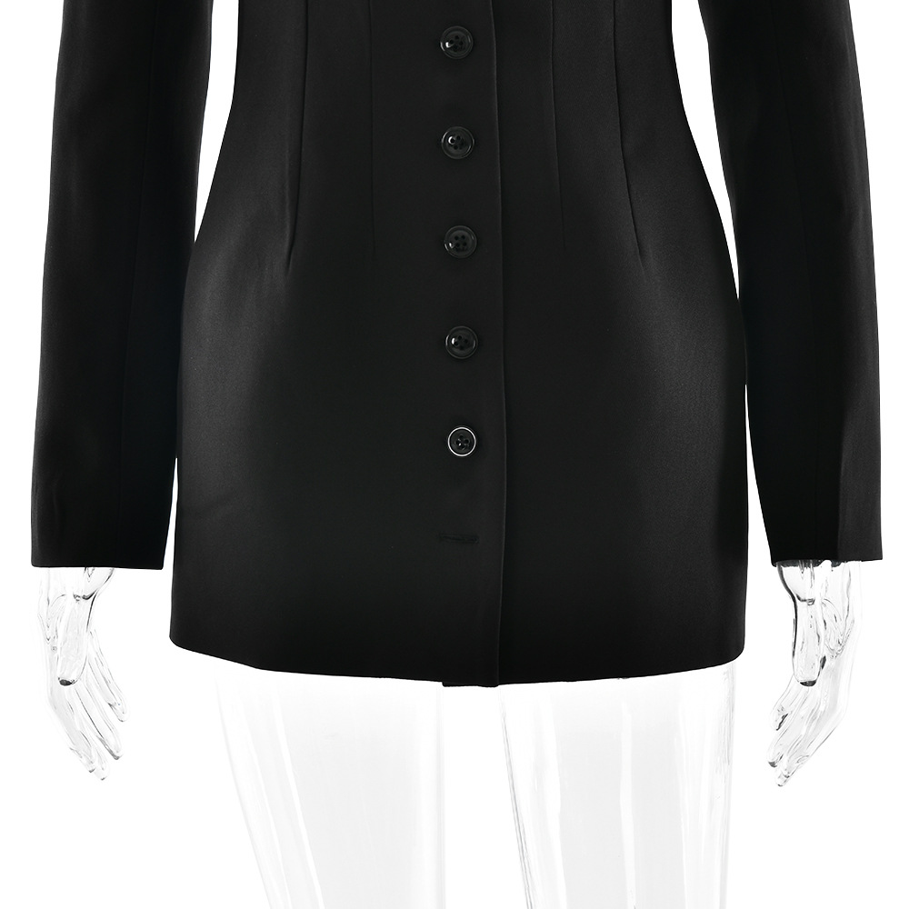 Sexy Suit Skirt Dress With V Neck And Long Sleeve, Featuring 4-Way Stretch Fabric For Meeting
