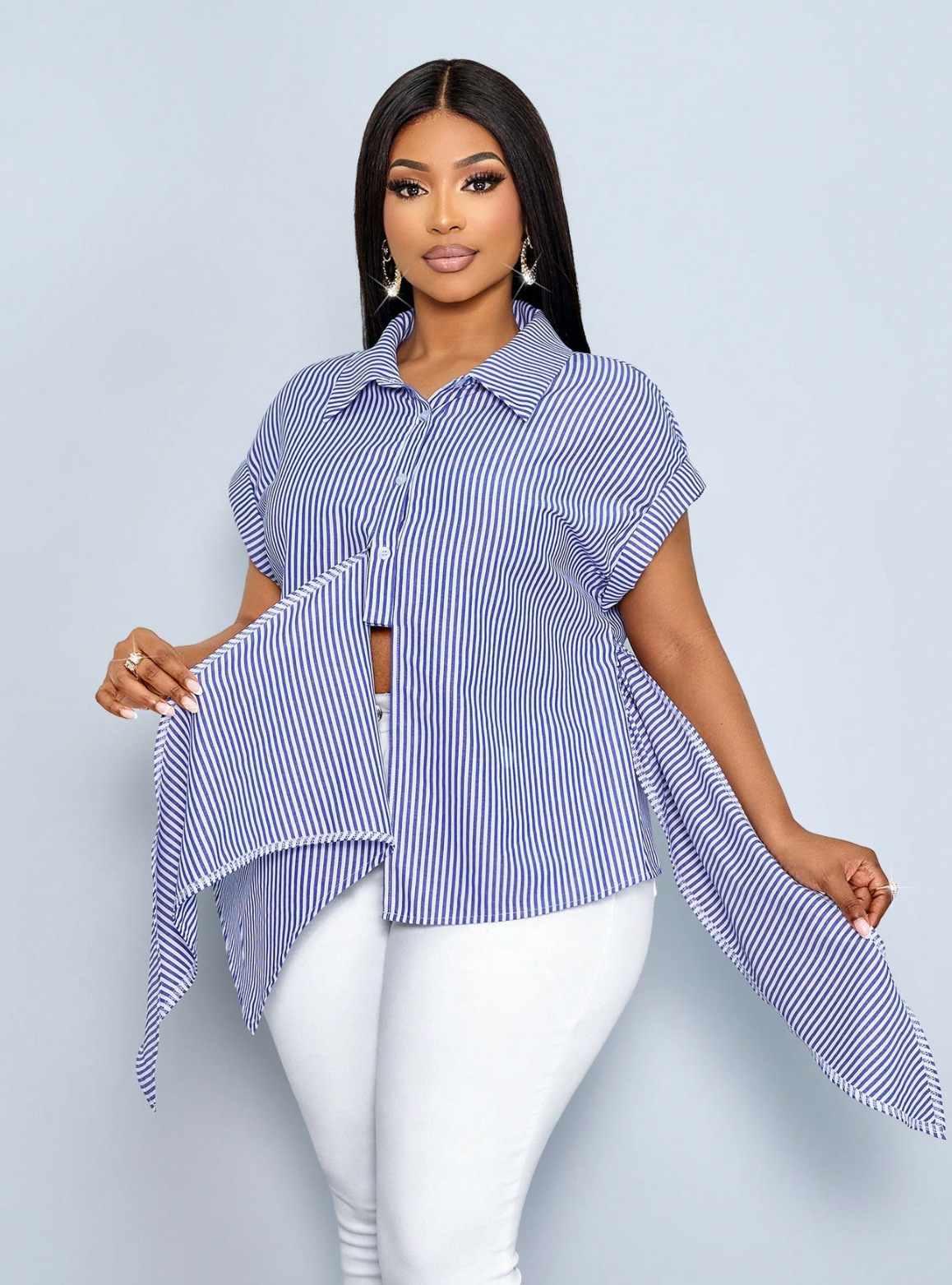 Elegant Stripe Short Sleeve