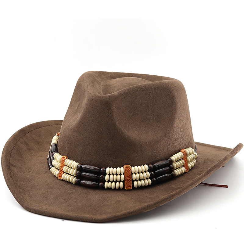 Unisex Vintage Style Wide Brim Fedora Hat In Khaki