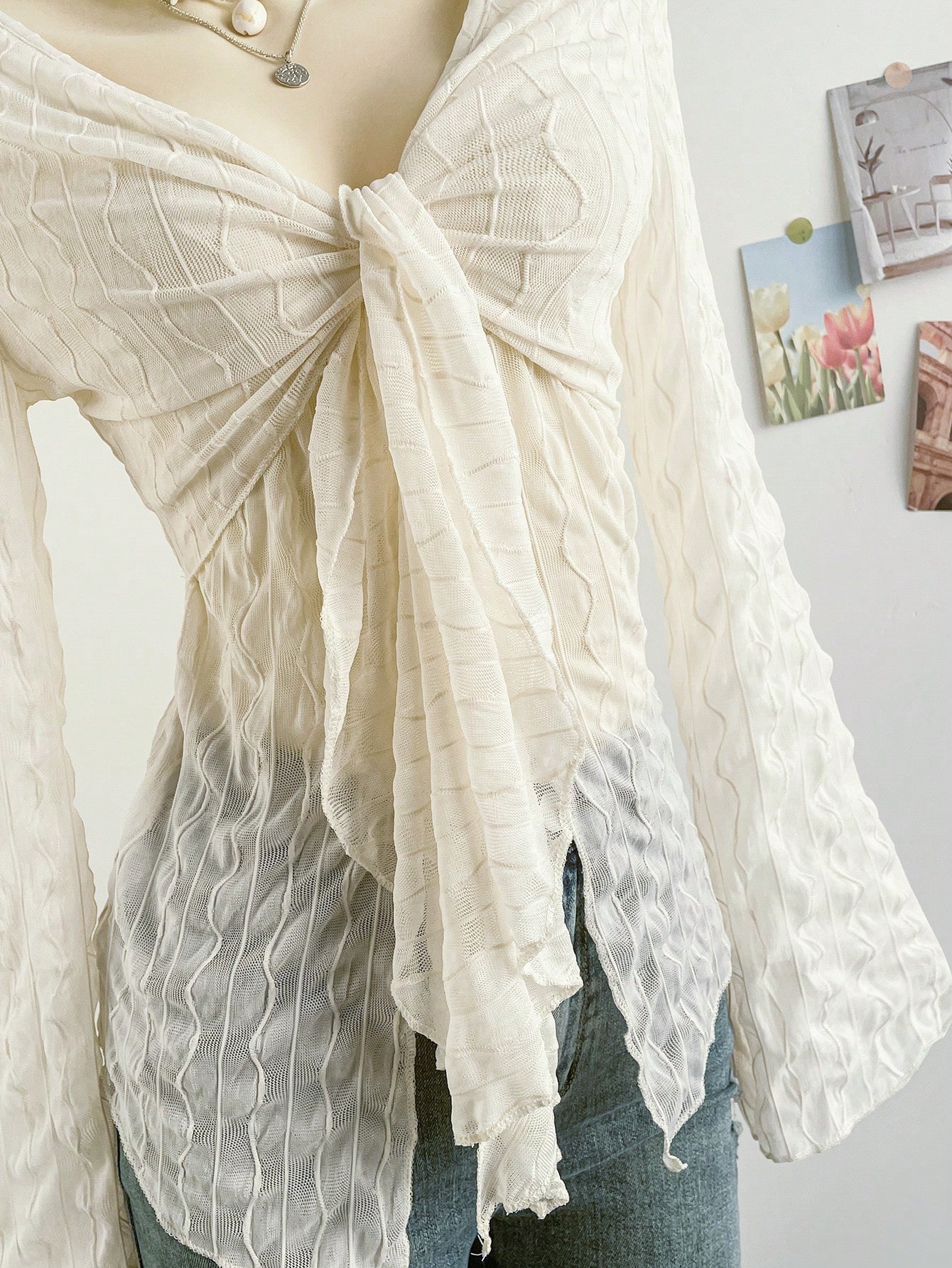 Women With Lace Detail And Tie Closure