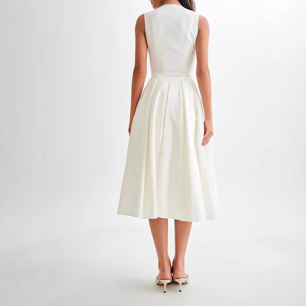 Dress In Polyester Fabric, Available As Midi Dress