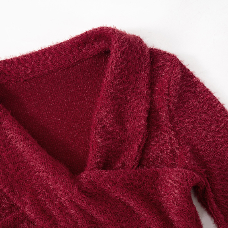 Sexy Solid Color Long Sleeve Polyester Sweater