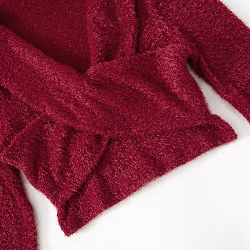 Sexy Solid Color Long Sleeve Polyester Sweater