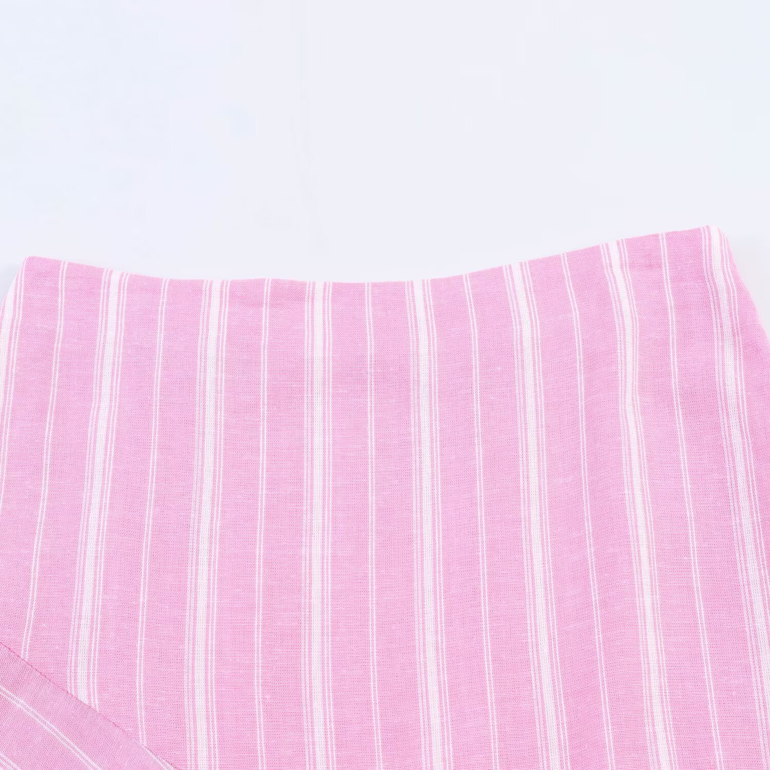 Stripe Casual Skirt Co-ord Set In Linen With Folds