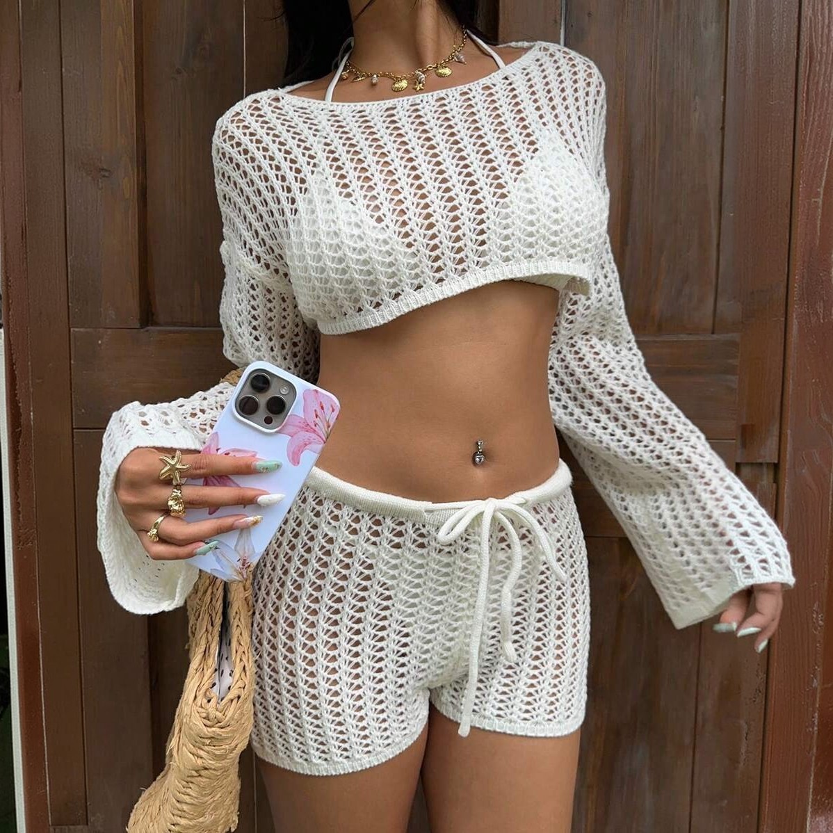 White Sundress In Imitation Cotton Fabric
