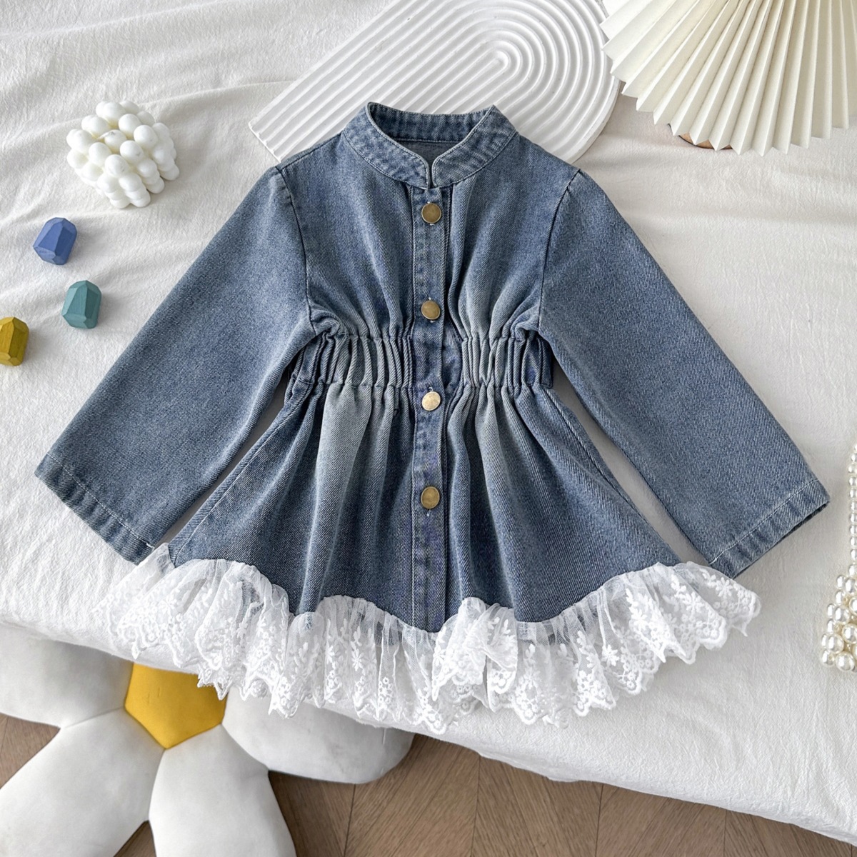 Solid Color Cotton Toddler Girl's Denim Jacket