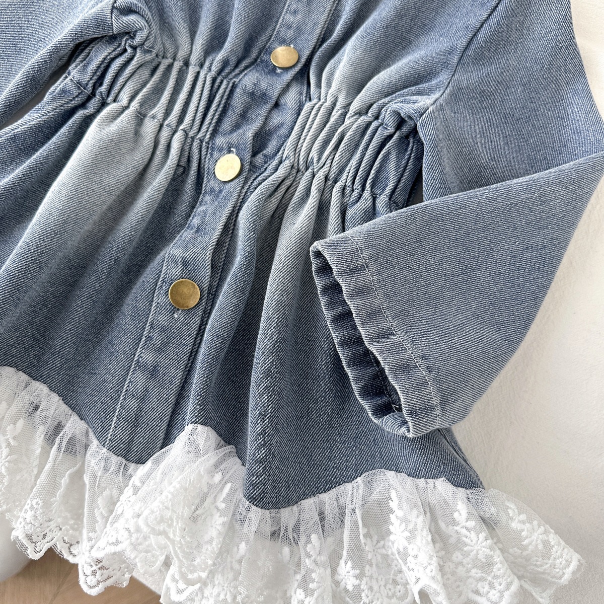 Solid Color Cotton Toddler Girl's Denim Jacket