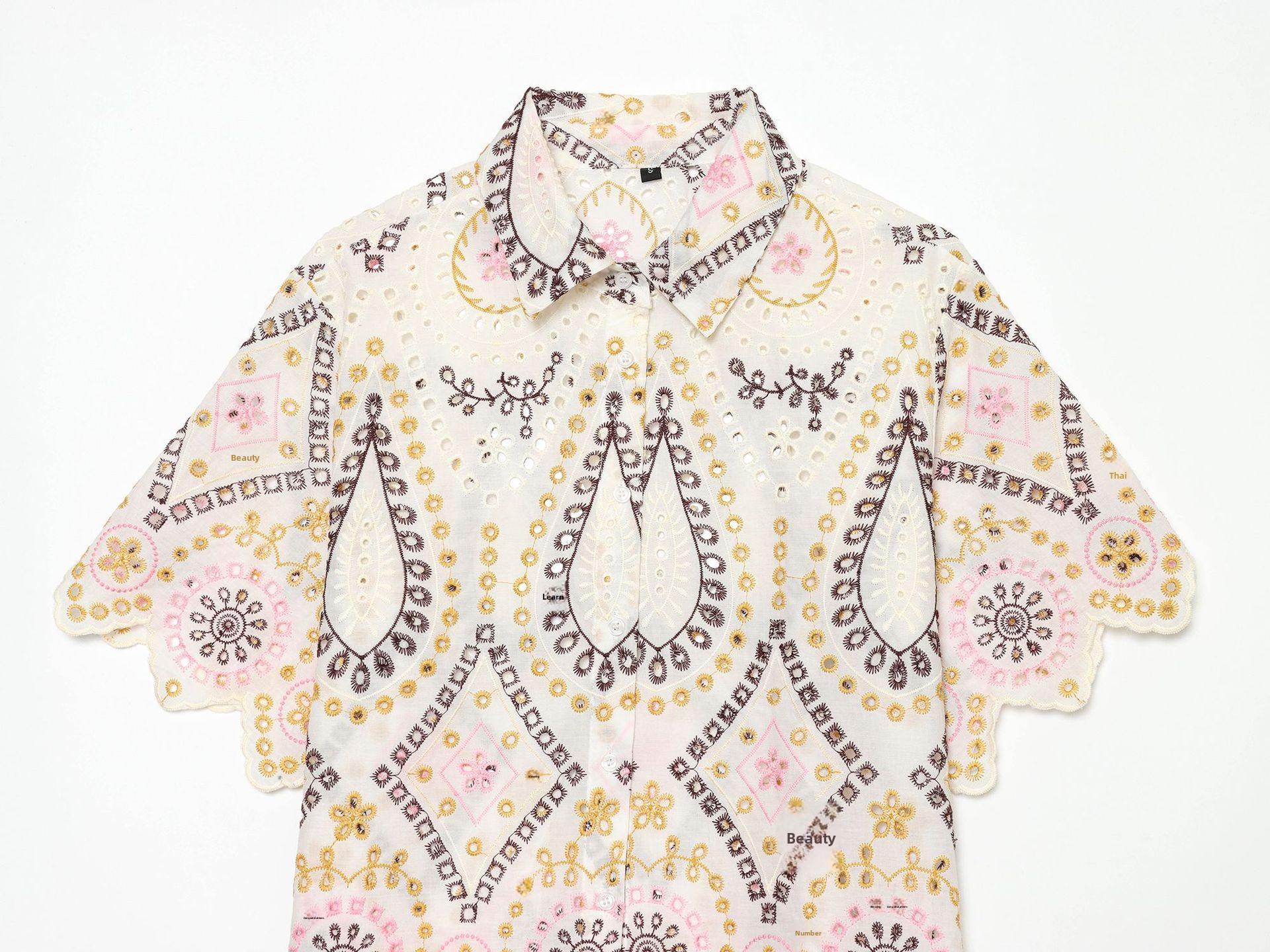 Printing Short Sleeve Polyester Shirt With Embroidery