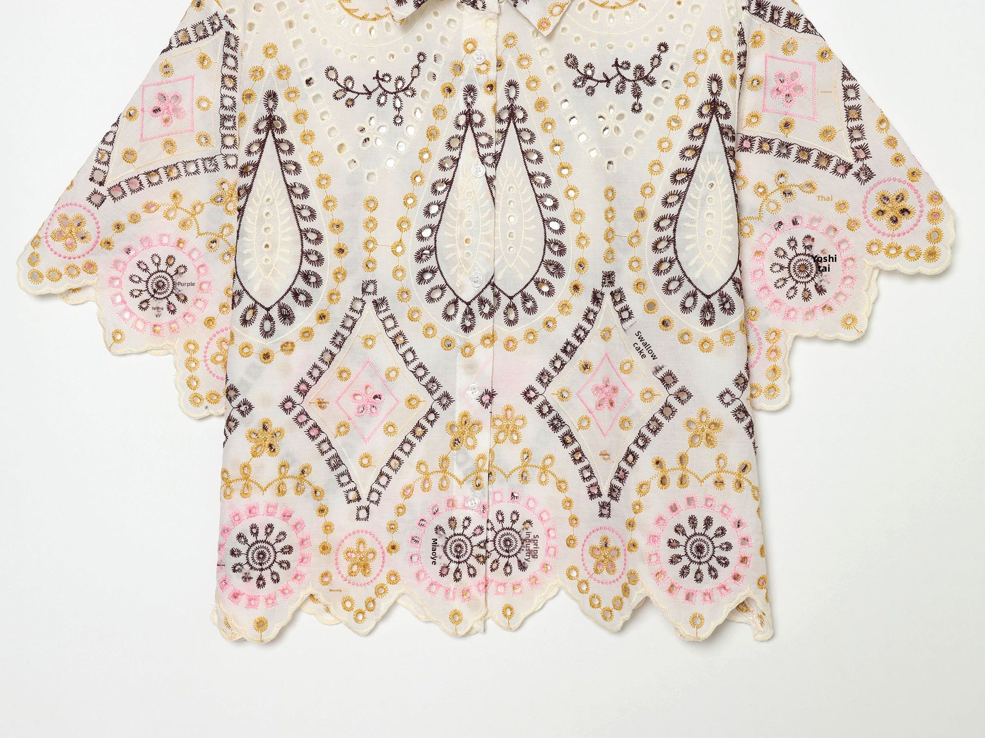 Printing Short Sleeve Polyester Shirt With Embroidery