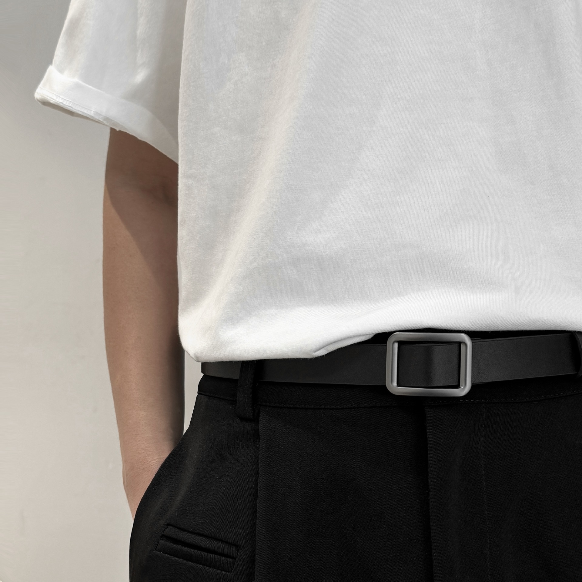 Casual Belt With Smooth Alloy Buckle In PU Leather