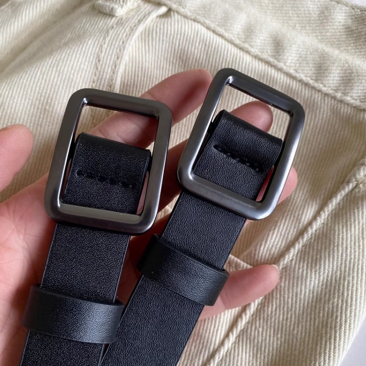 Casual Belt With Smooth Alloy Buckle In PU Leather