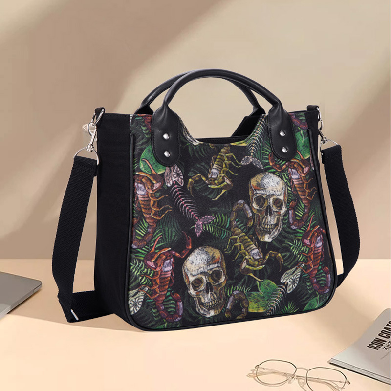 Square Canvas Handbag With Single Shoulder Strap
