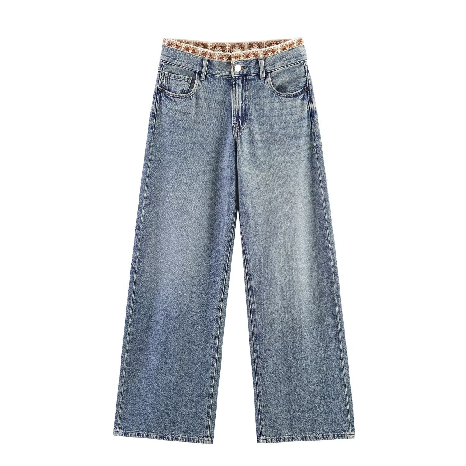 Casual Solid Color Denim Jeans Pant Co-ord