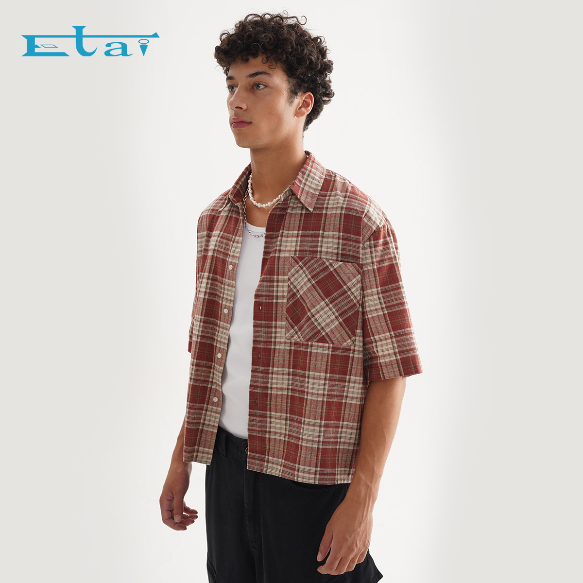 Plaid Casual Short Sleeve Blouse