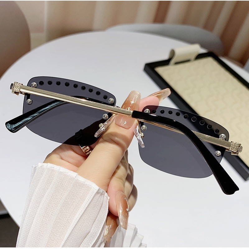 Unisex Oval Frame Frameless Sunglasses