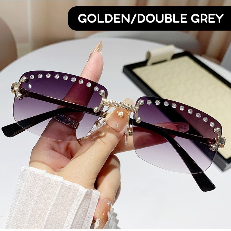 Unisex Oval Frame Frameless Sunglasses