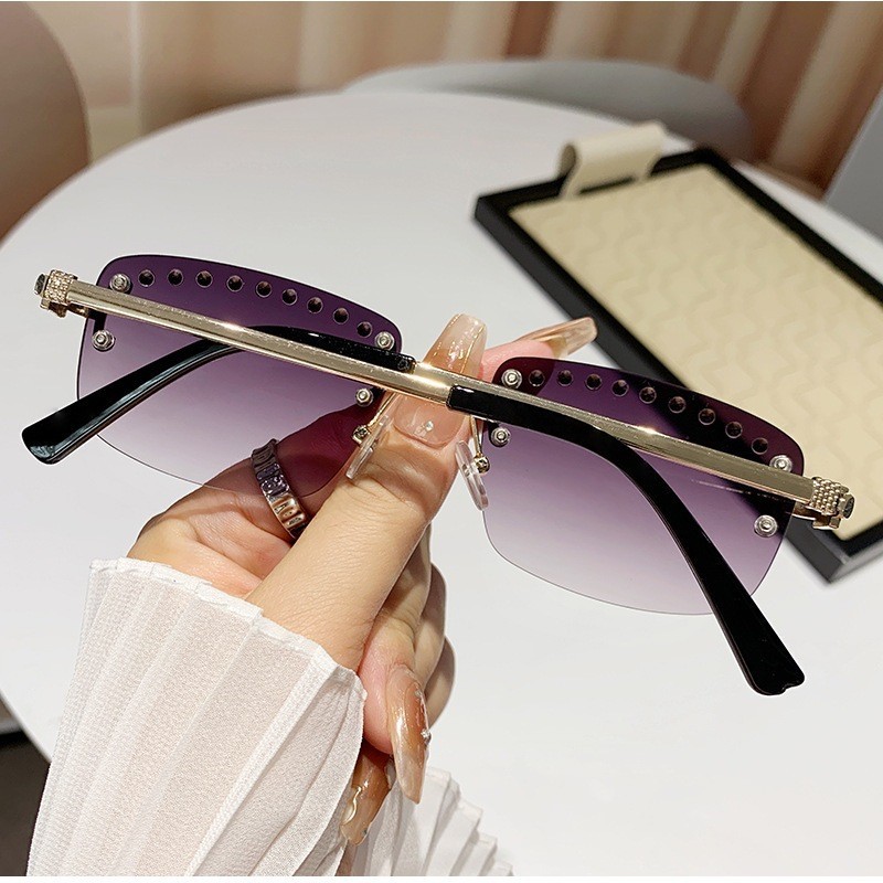 Unisex Oval Frame Frameless Sunglasses