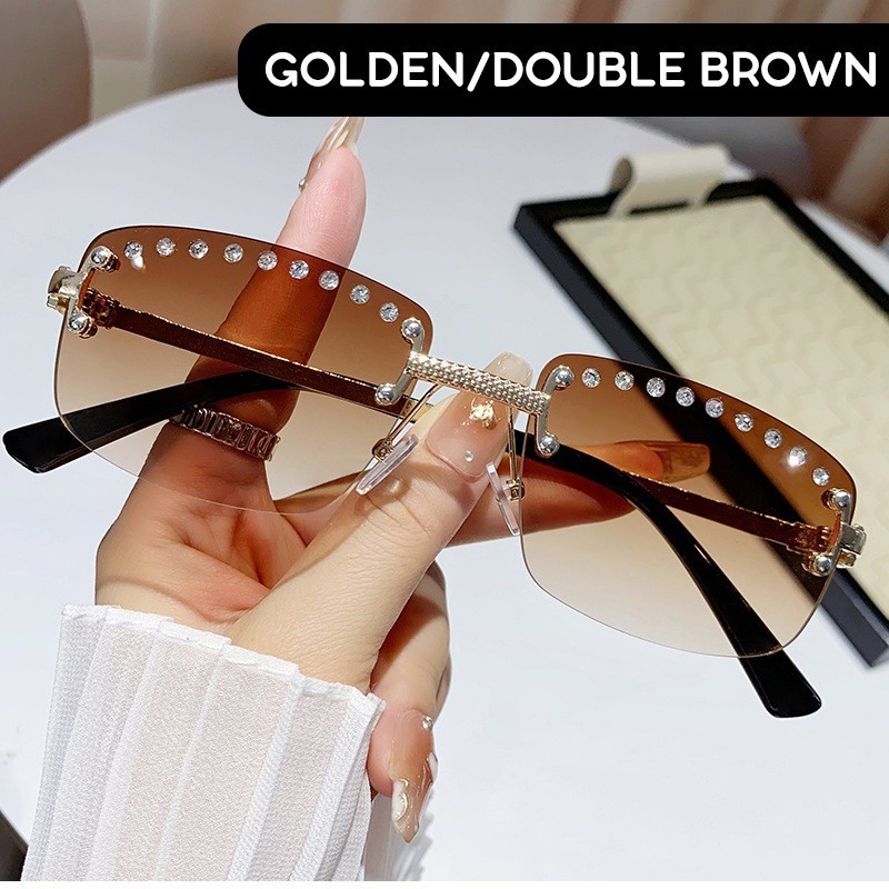 Unisex Oval Frame Frameless Sunglasses