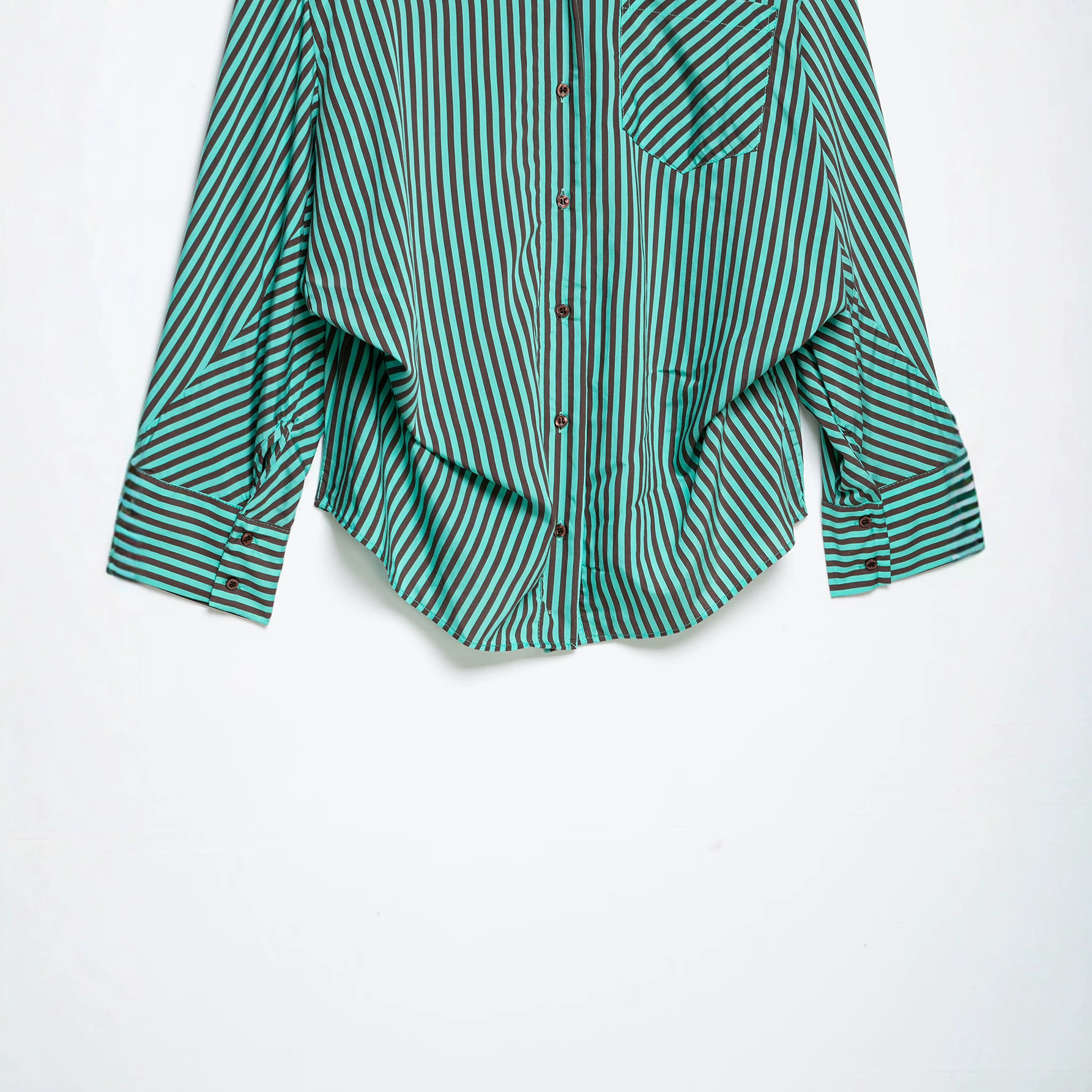 Elegant Stripe Long Sleeve Polyester Shirt