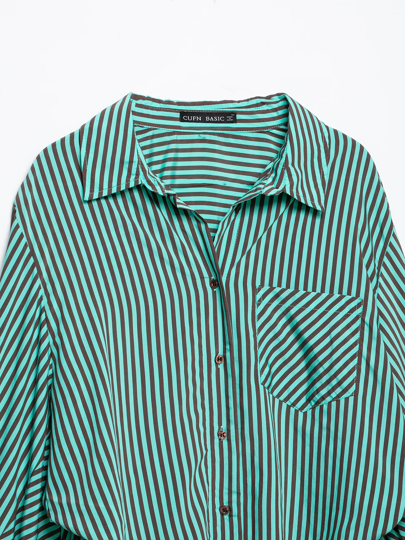 Elegant Stripe Long Sleeve Polyester Shirt