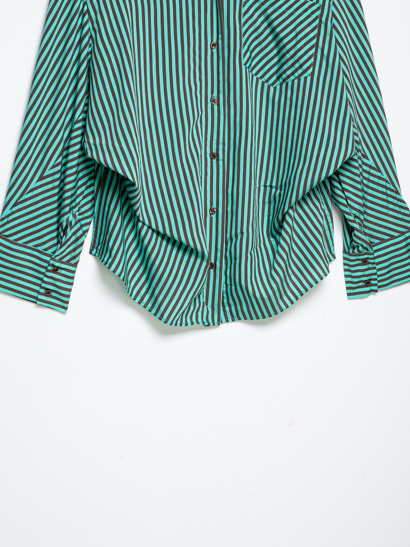 Elegant Stripe Long Sleeve Polyester Shirt