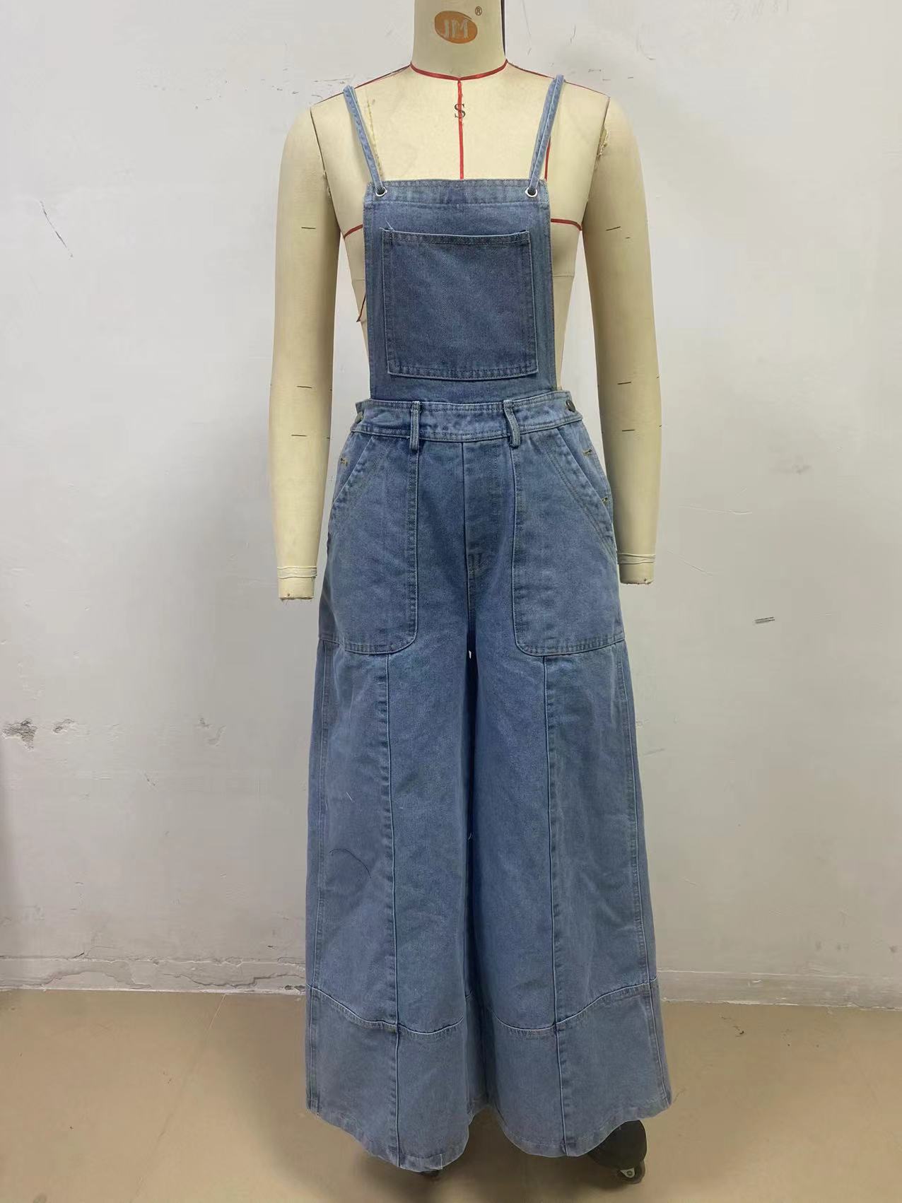 Wide Leg Full Length Pocket Pants For Women In Cotton