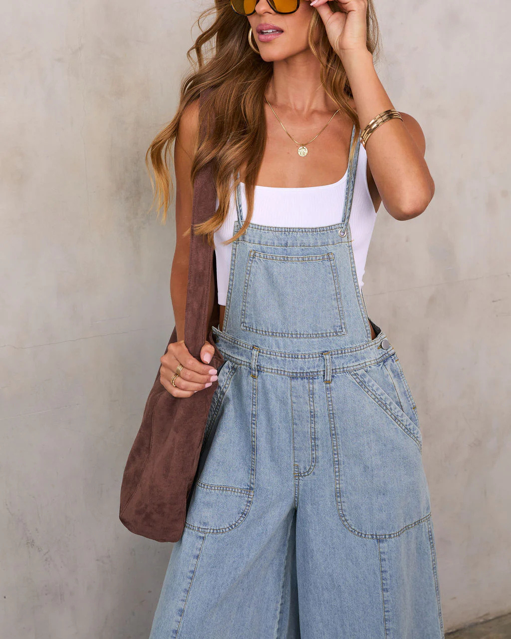 Wide Leg Full Length Pocket Pants For Women In Cotton