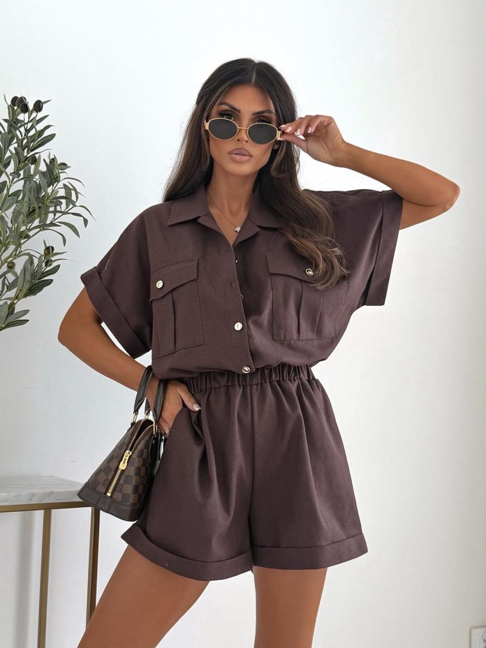 Solid Color Casual Office Rompers Shorts