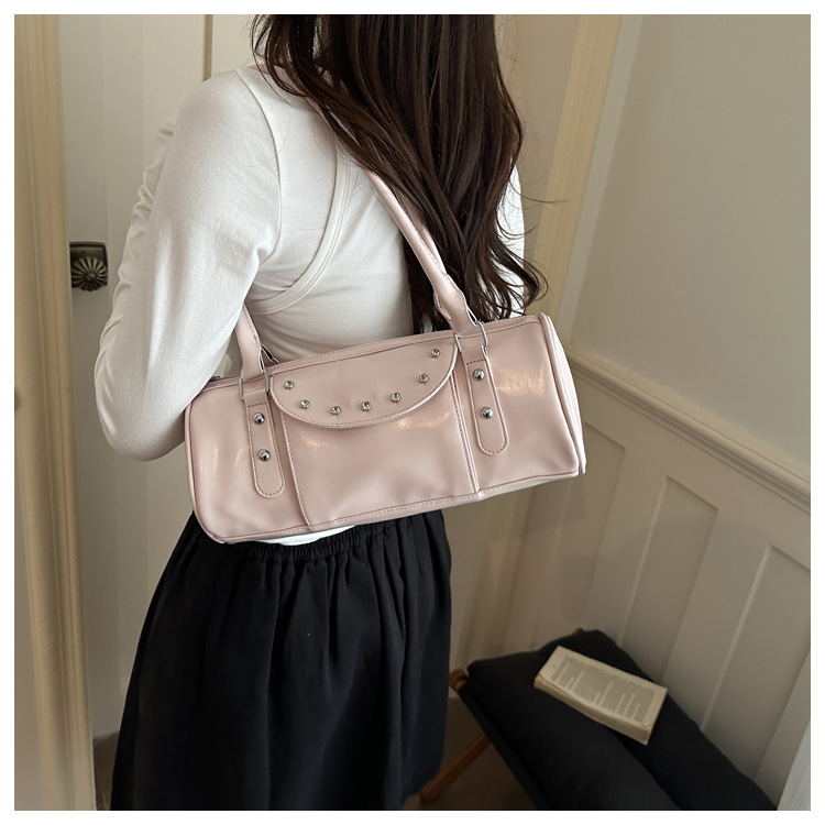 Solid Color Square Pu Leather Underarm Bag