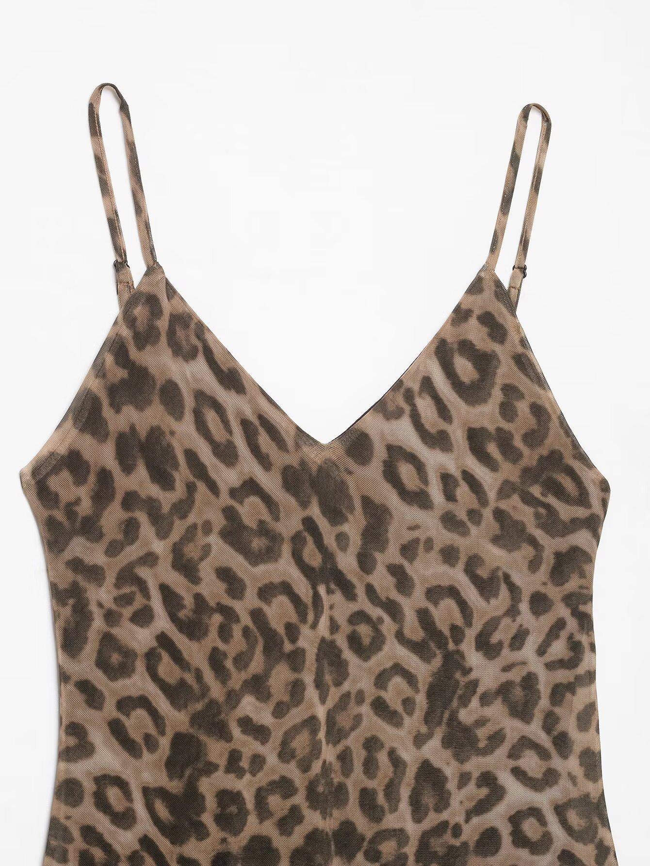 Leopard Print Sleeveless Strap Maxi Long Dress