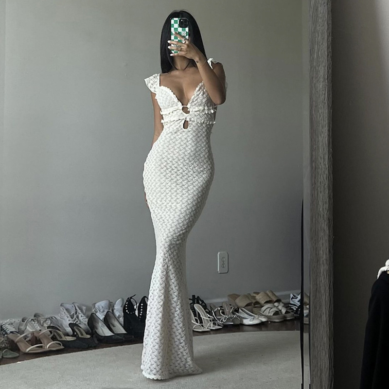 Casava Solid Color Banquet Dress