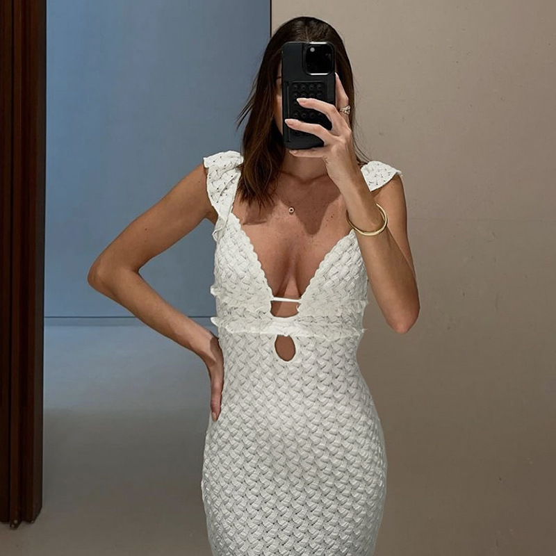 Casava Solid Color Banquet Dress