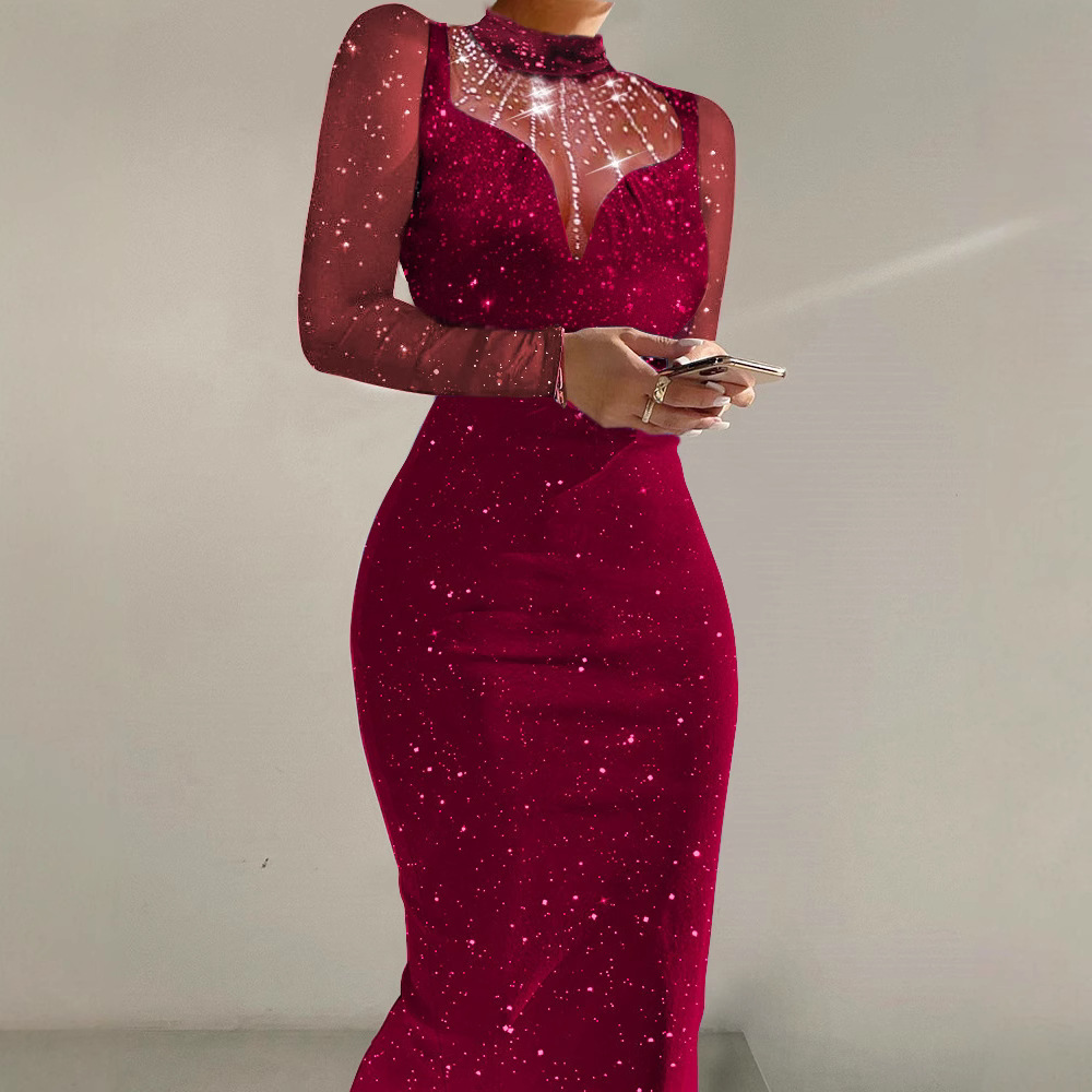 Casava Sequins Solid Color Dress