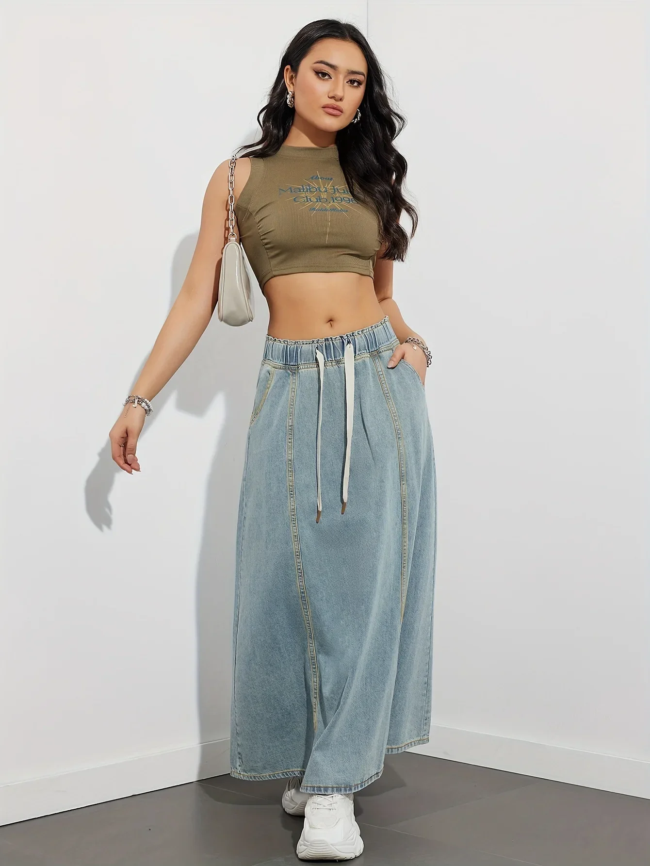 Casava Loose Waist Denim Skirt