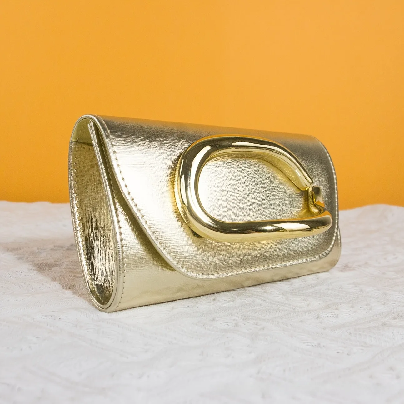 Women’s Square PU Leather Clutch Bag with Chain Strap, Elegant Evening Bag for Spring
