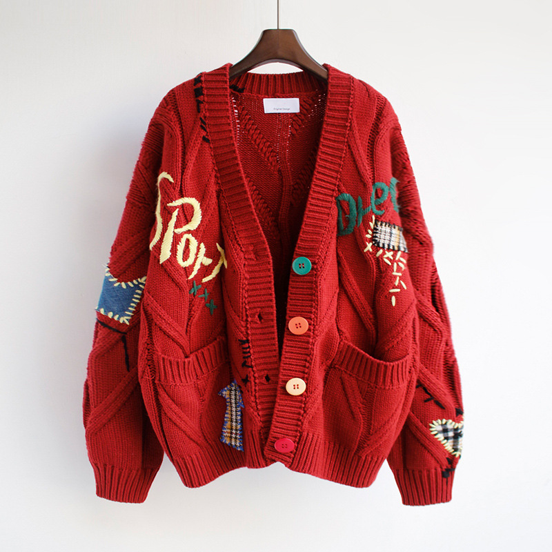 Long Sleeve Embroidery Sweaters & Cardigans