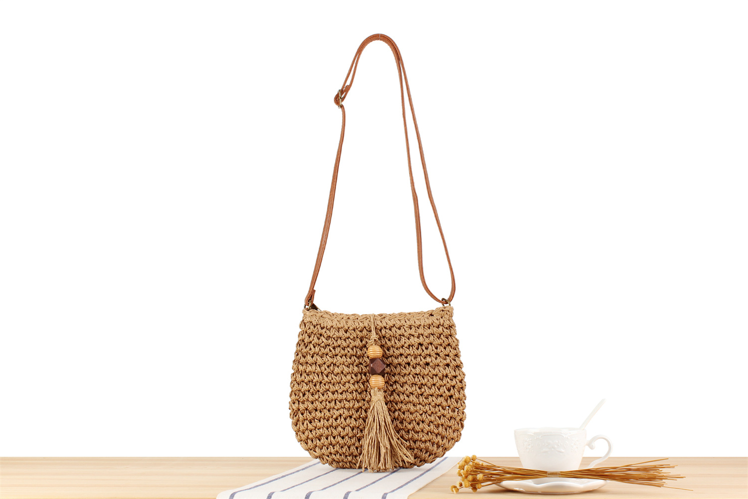 Vintage Style Classic Style Zipper Straw Bag