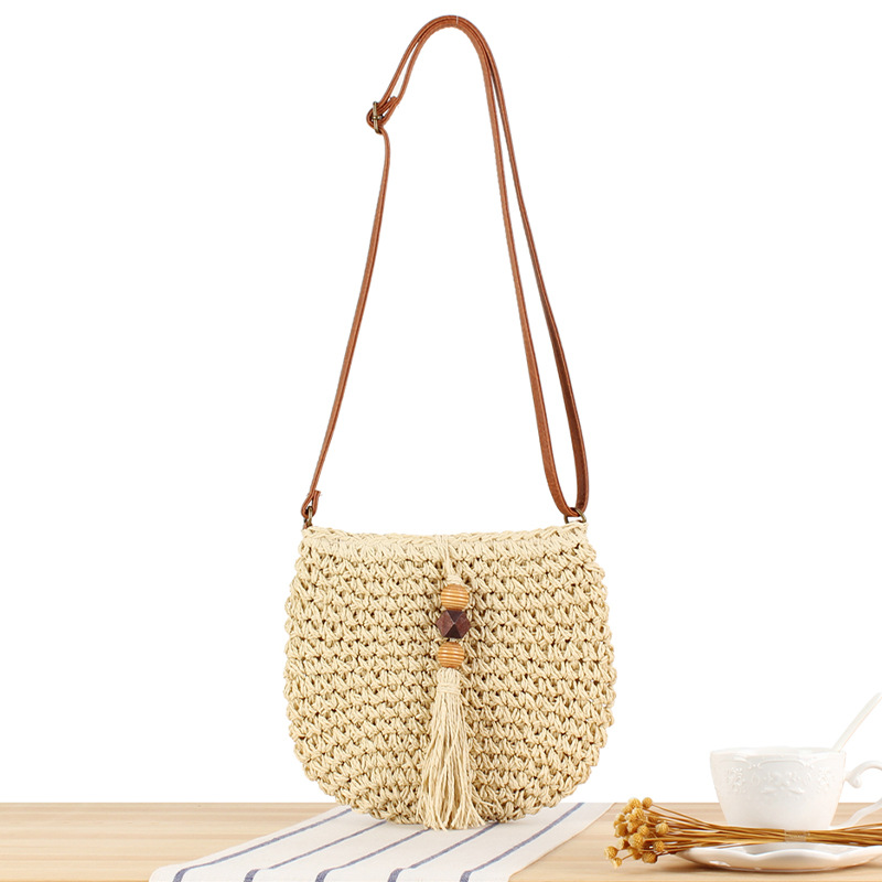 Vintage Style Classic Style Zipper Straw Bag