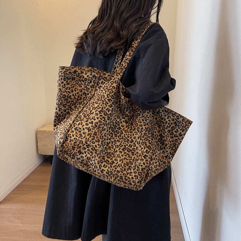Casava Leopard Print Canvas Tote Bag