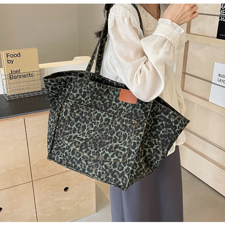 Casava Leopard Print Canvas Tote Bag
