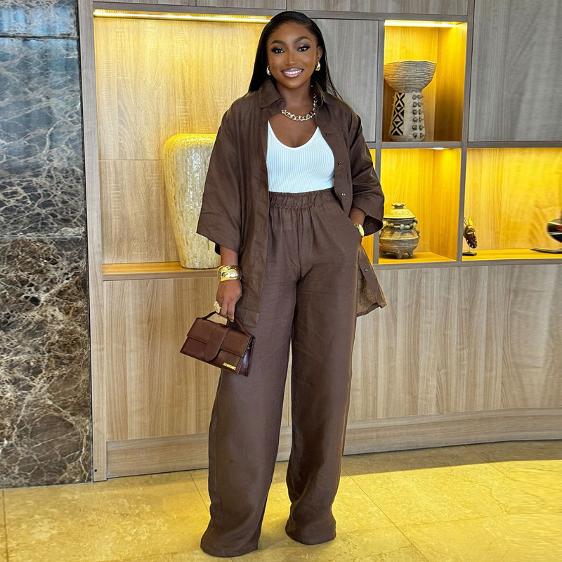 Women's Casual Solid Color Polyester Pant Co-ord Set Pants Sets