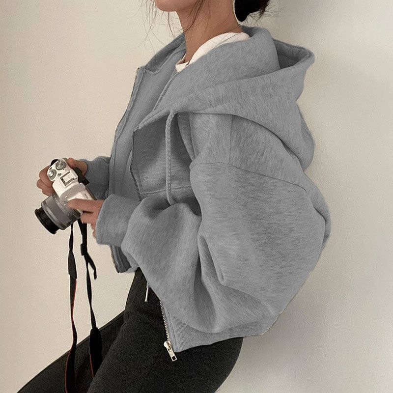 Warm Pure Color Hooded Sweater For Women